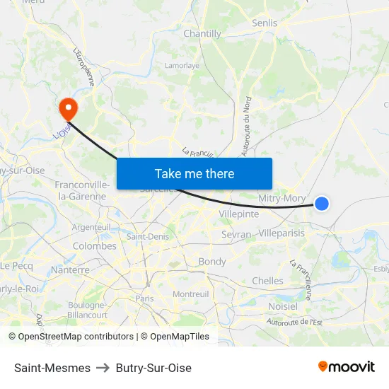 Saint-Mesmes to Butry-Sur-Oise map