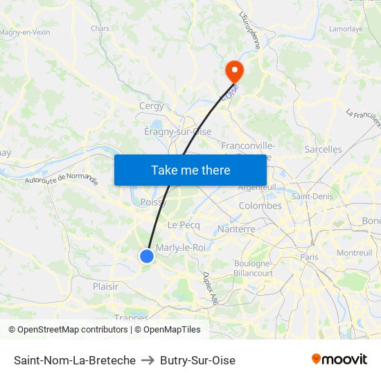 Saint-Nom-La-Breteche to Butry-Sur-Oise map