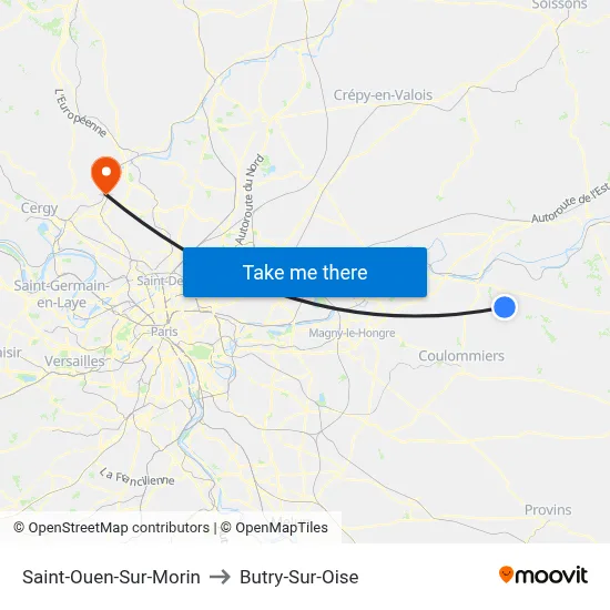 Saint-Ouen-Sur-Morin to Butry-Sur-Oise map