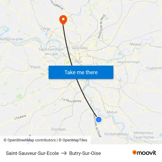 Saint-Sauveur-Sur-Ecole to Butry-Sur-Oise map