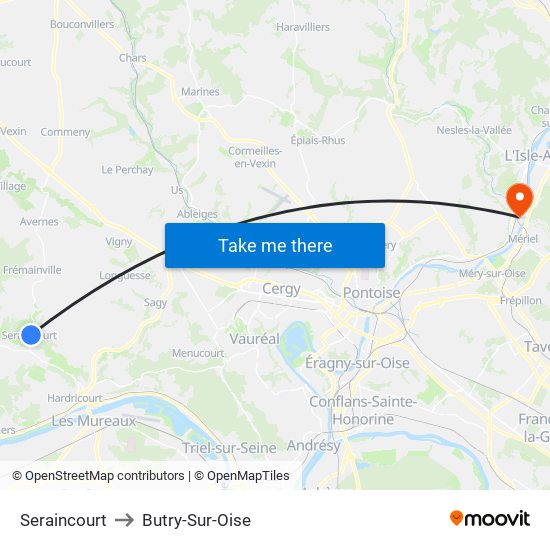 Seraincourt to Butry-Sur-Oise map