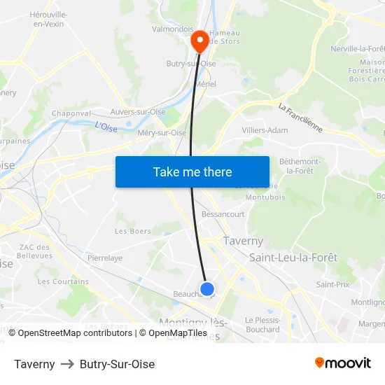 Taverny to Butry-Sur-Oise map