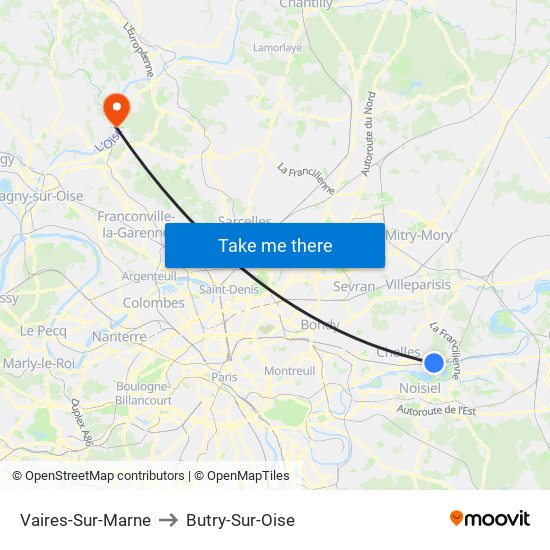 Vaires-Sur-Marne to Butry-Sur-Oise map