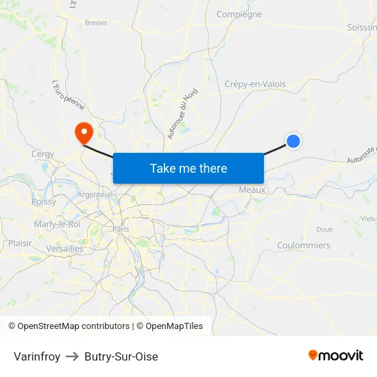 Varinfroy to Butry-Sur-Oise map