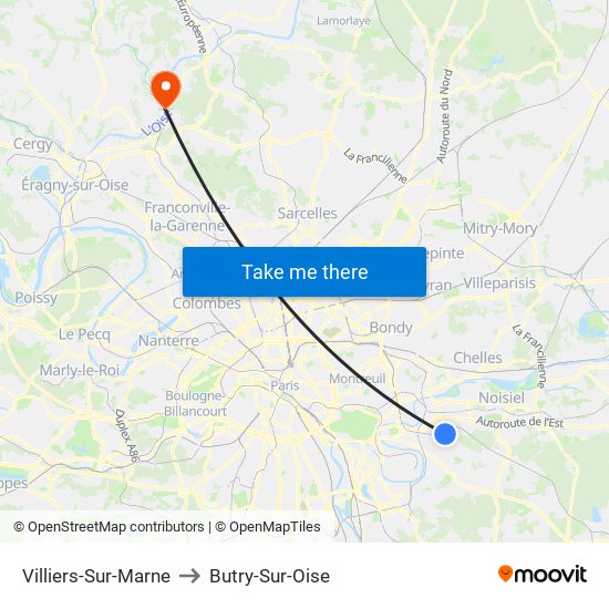 Villiers-Sur-Marne to Butry-Sur-Oise map