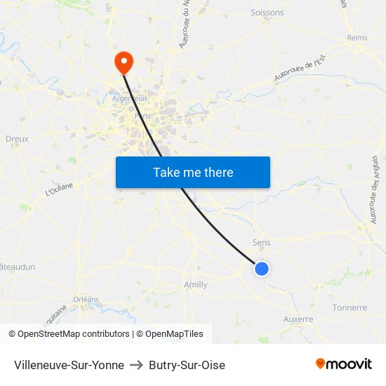 Villeneuve-Sur-Yonne to Butry-Sur-Oise map