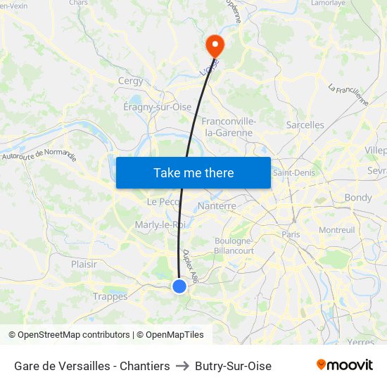 Gare de Versailles - Chantiers to Butry-Sur-Oise map