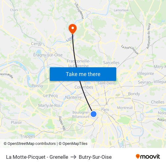 La Motte-Picquet - Grenelle to Butry-Sur-Oise map