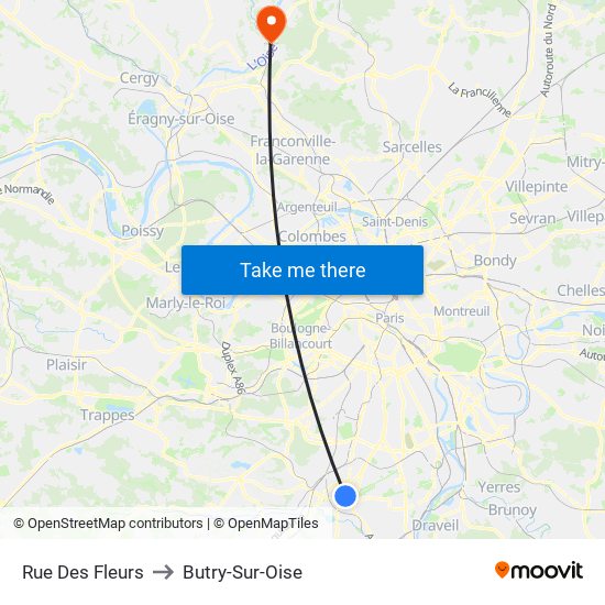 Rue Des Fleurs to Butry-Sur-Oise map
