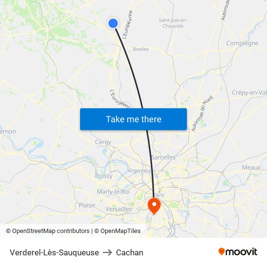 Verderel-Lès-Sauqueuse to Cachan map
