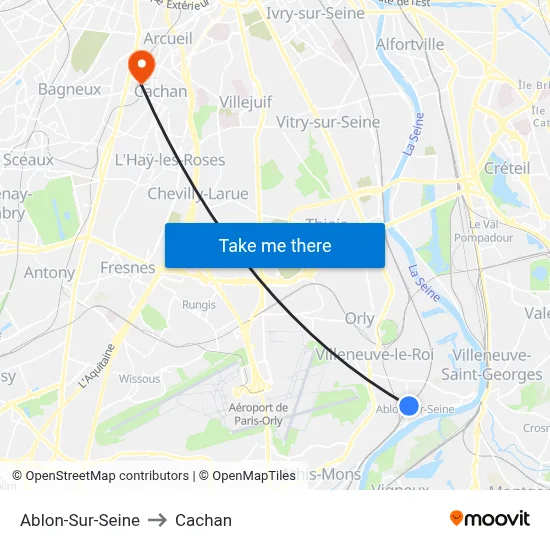 Ablon-Sur-Seine to Cachan map