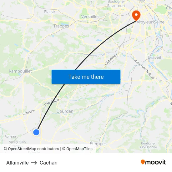 Allainville to Cachan map