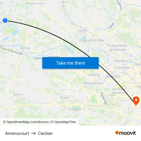 Amenucourt to Cachan map