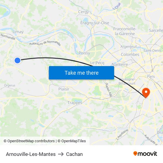 Arnouville-Les-Mantes to Cachan map