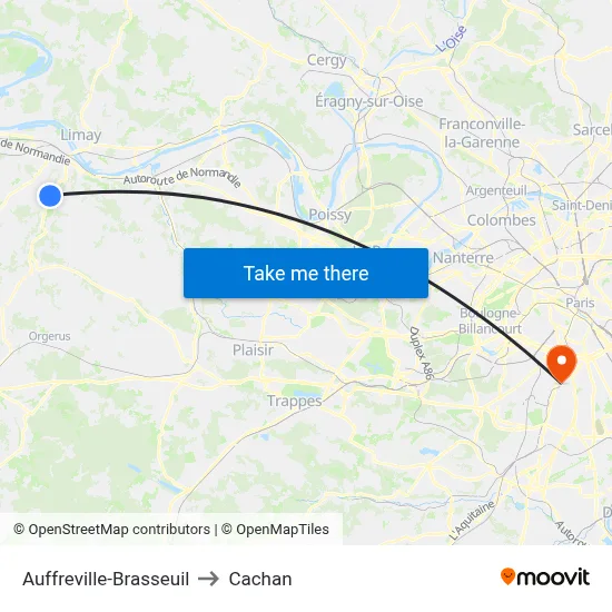 Auffreville-Brasseuil to Cachan map