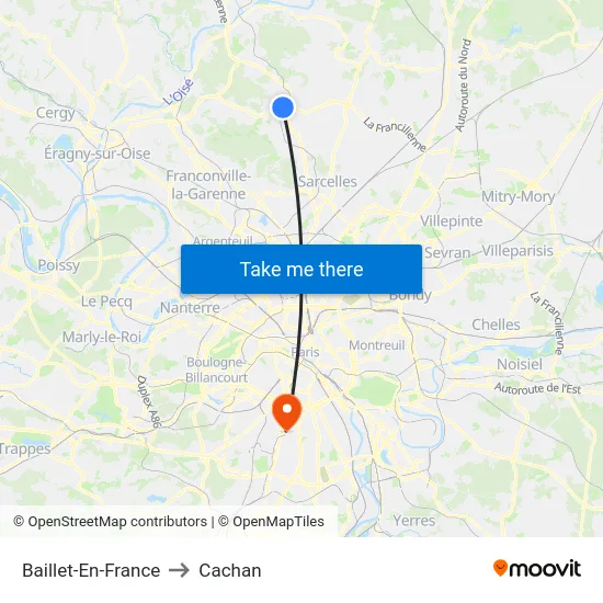 Baillet-En-France to Cachan map