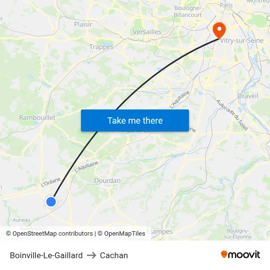 Boinville-Le-Gaillard to Cachan map