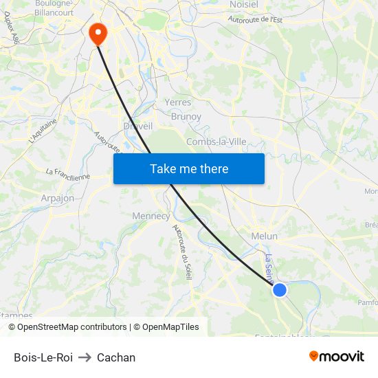 Bois-Le-Roi to Cachan map