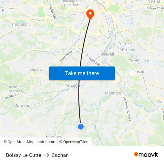 Boissy-Le-Cutte to Cachan map