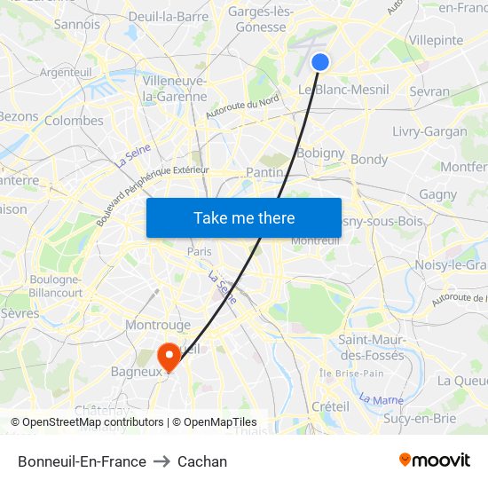 Bonneuil-En-France to Cachan map