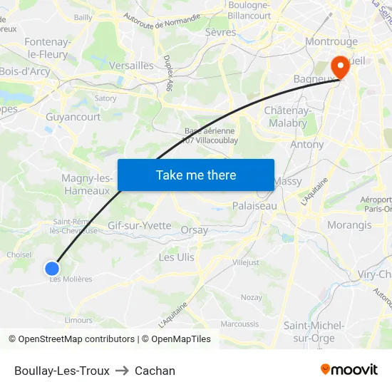 Boullay-Les-Troux to Cachan map