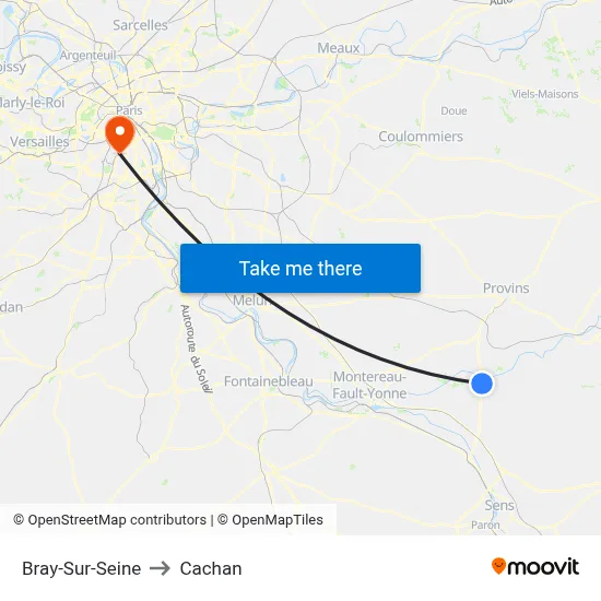 Bray-Sur-Seine to Cachan map