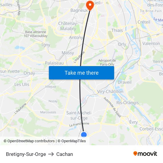 Bretigny-Sur-Orge to Cachan map