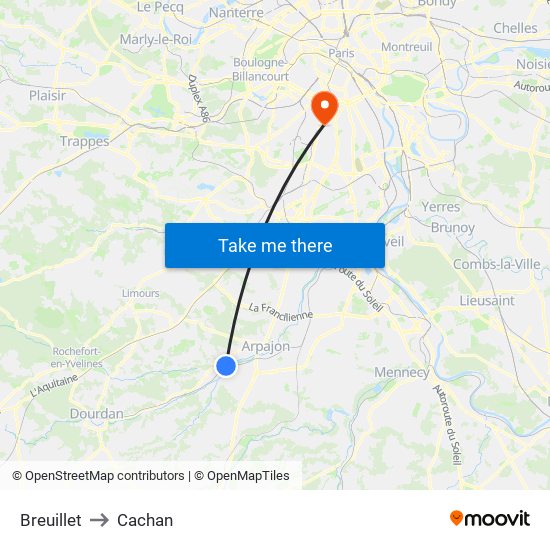 Breuillet to Cachan map