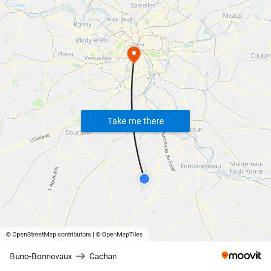 Buno-Bonnevaux to Cachan map