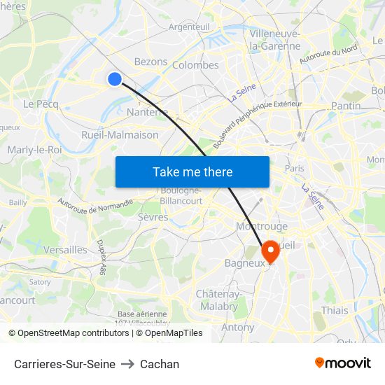 Carrieres-Sur-Seine to Cachan map
