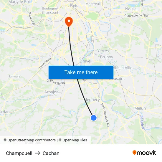 Champcueil to Cachan map