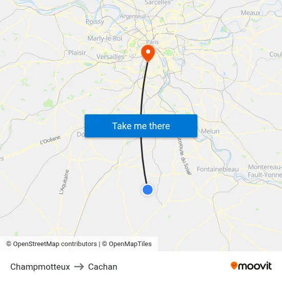 Champmotteux to Cachan map