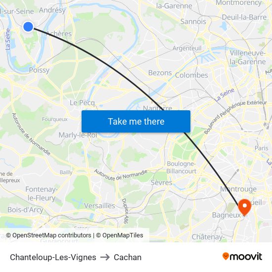 Chanteloup-Les-Vignes to Cachan map