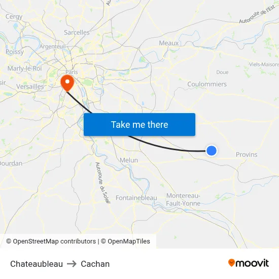 Chateaubleau to Cachan map