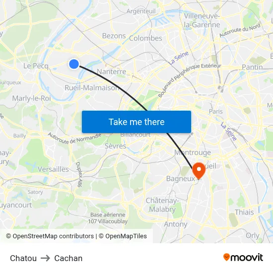 Chatou to Cachan map