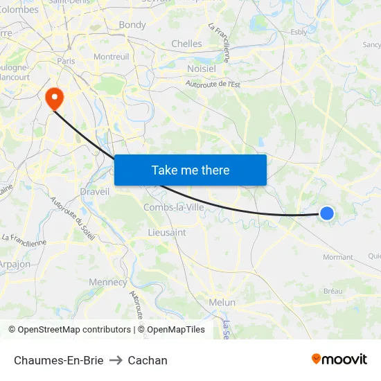 Chaumes-En-Brie to Cachan map