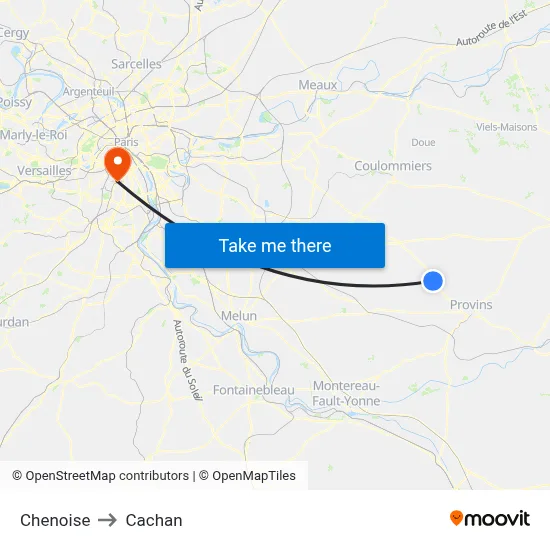 Chenoise to Cachan map