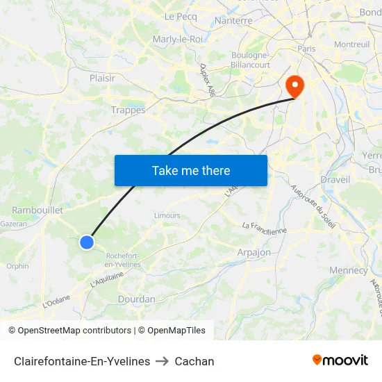 Clairefontaine-En-Yvelines to Cachan map