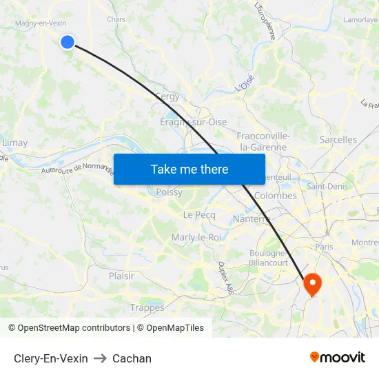 Clery-En-Vexin to Cachan map