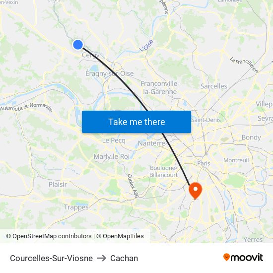 Courcelles-Sur-Viosne to Cachan map
