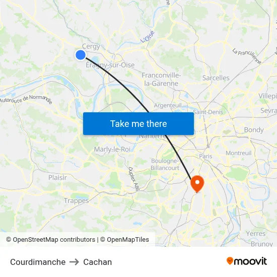 Courdimanche to Cachan map