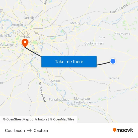 Courtacon to Cachan map