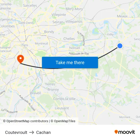 Coutevroult to Cachan map