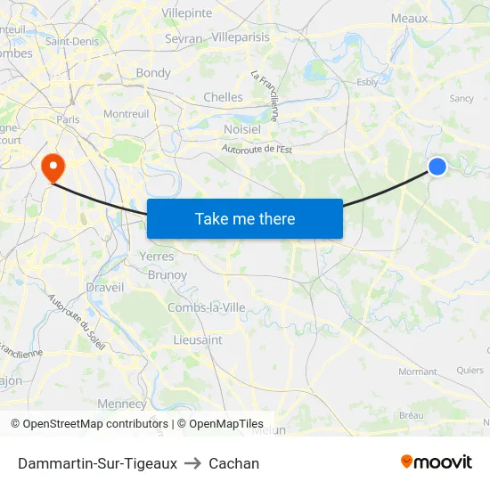 Dammartin-Sur-Tigeaux to Cachan map