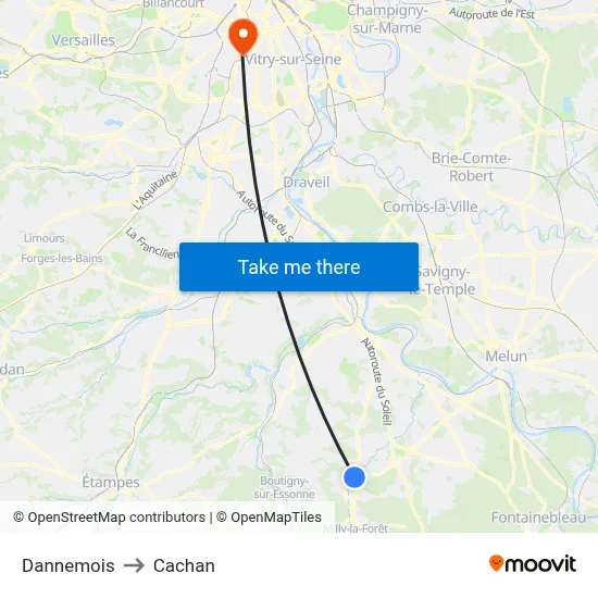 Dannemois to Cachan map