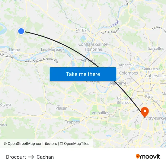 Drocourt to Cachan map