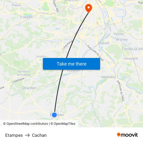 Etampes to Cachan map