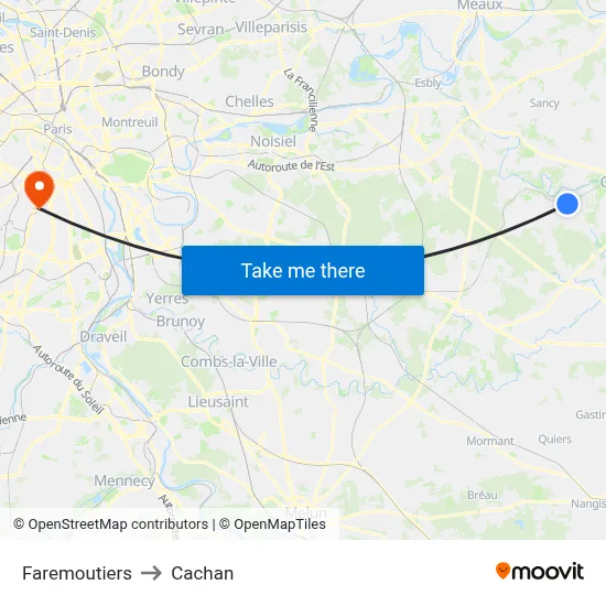 Faremoutiers to Cachan map