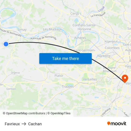 Favrieux to Cachan map
