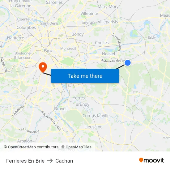Ferrieres-En-Brie to Cachan map